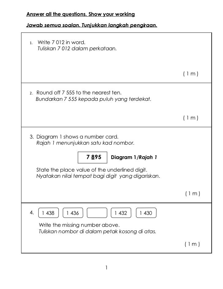 Peperiksaan Akhir tahun - Mathematics Year 4 Paper 2r