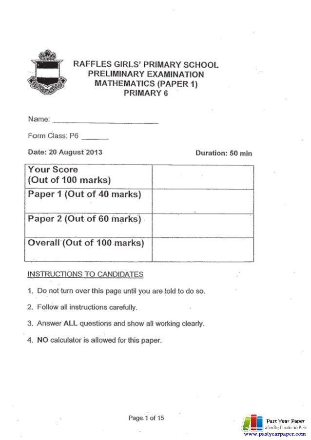 free-secondary-1-exam-papers