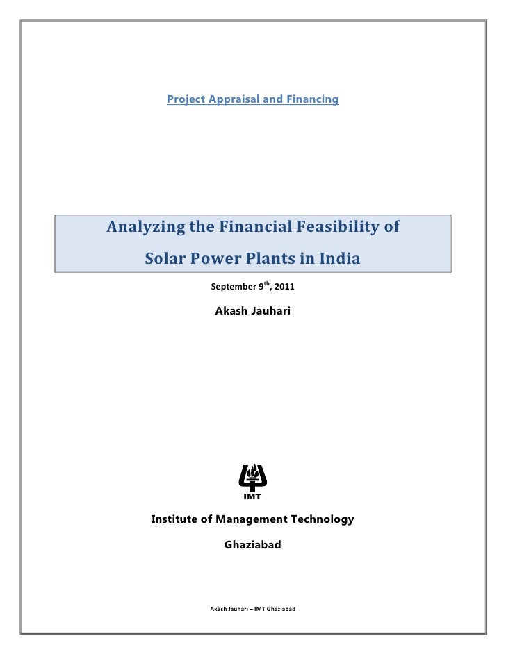 Financial Feasibility of Solar Power Plant in India