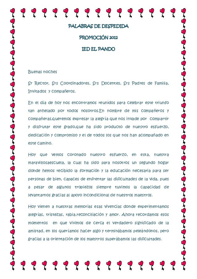 Palabras De Despedida Palabras De Despedida