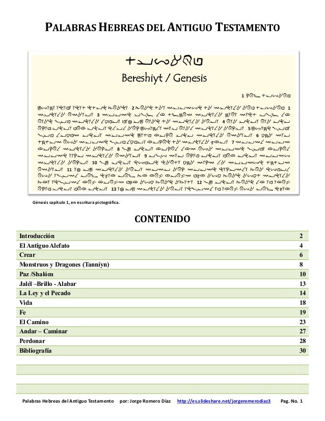 Palabras Hebreas del Antiguo Testamento por: Jorge Romero Díaz http://es.slideshare.net/jorgeromerodiaz3 Pag. No. 1
PALABR...