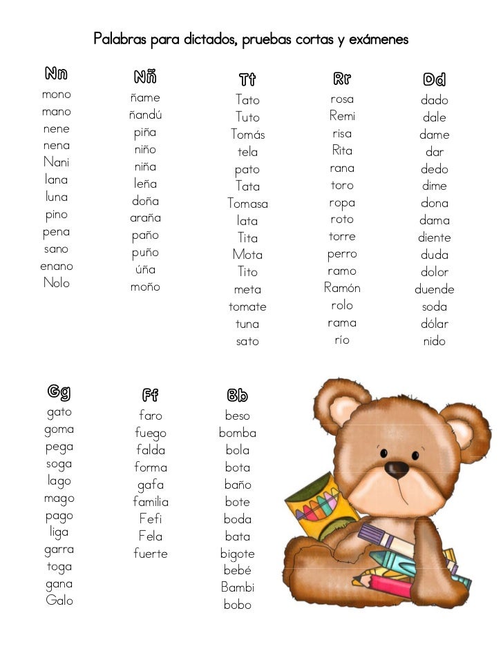 Palabras para dictados