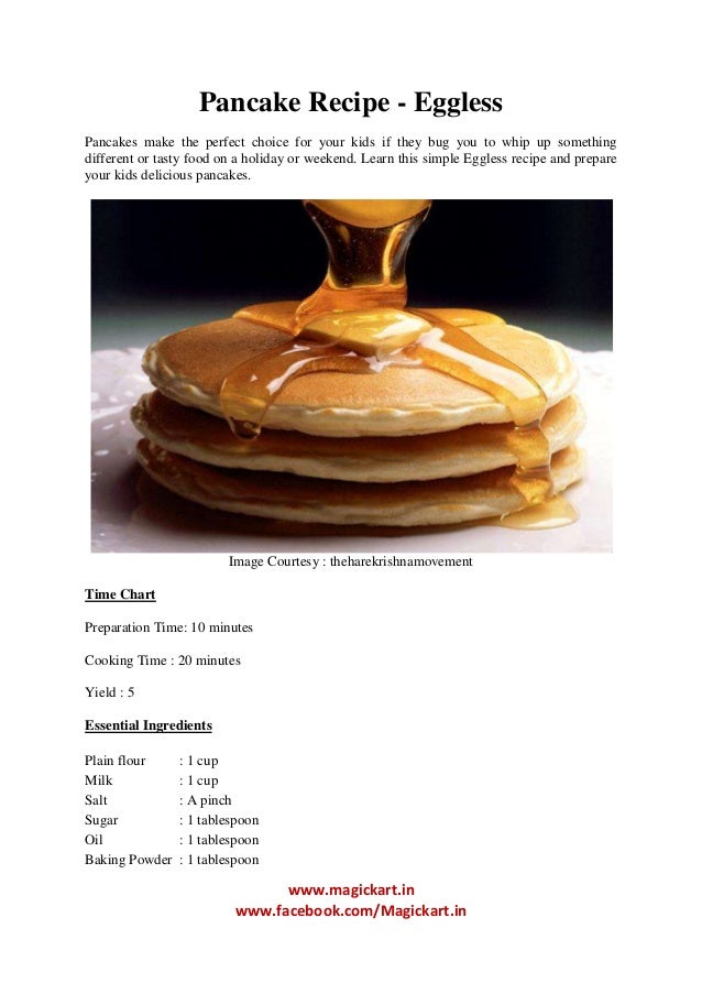 Eggless Pancake recipe for Kids