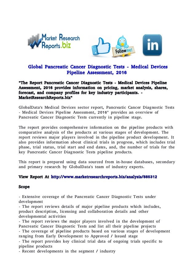 Pancreatic cancer diagnostic tests medical devices