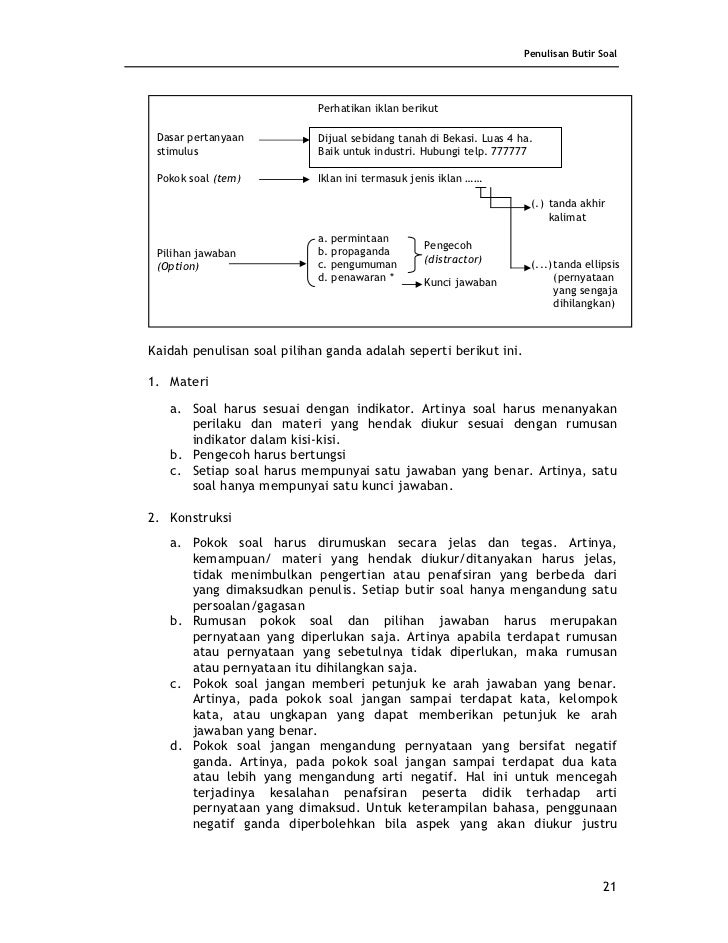 Pilihan Ganda Panduan Penulisan Soal :: CONTOH TEKS
