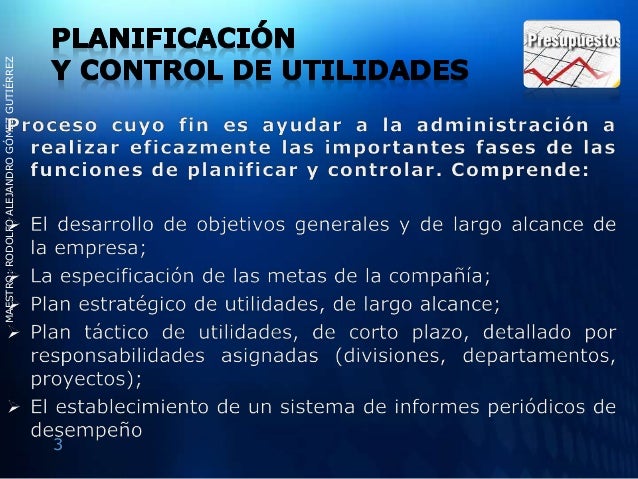 Panorama general de la PLANEACION DE UTILIDADES