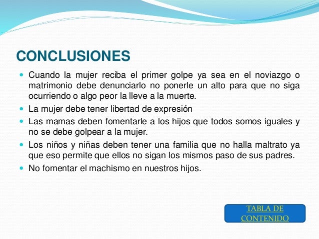 10 Conclusiones De La Violencia Contra La Mujer