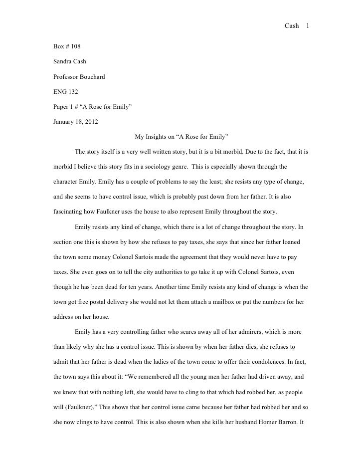 A Critical Study of William Faulkner s A Rose for Emily - Coe College