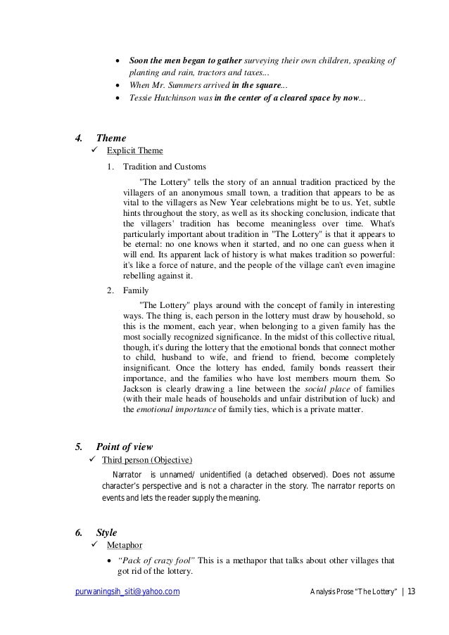 Essay on the lottery