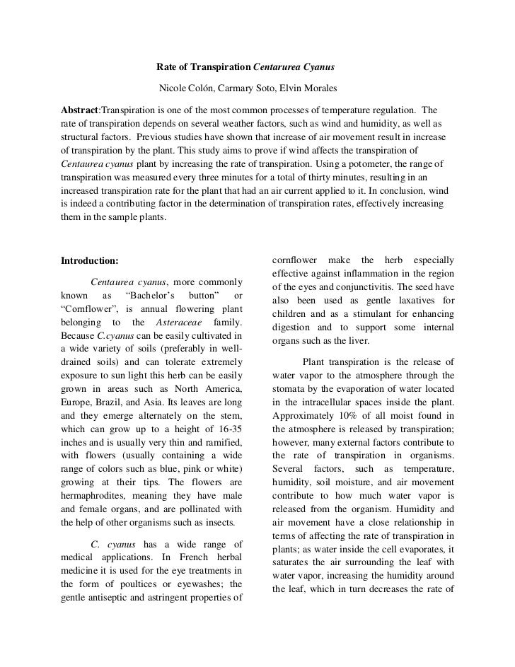 transpiration lab essay transpiration lab essay
