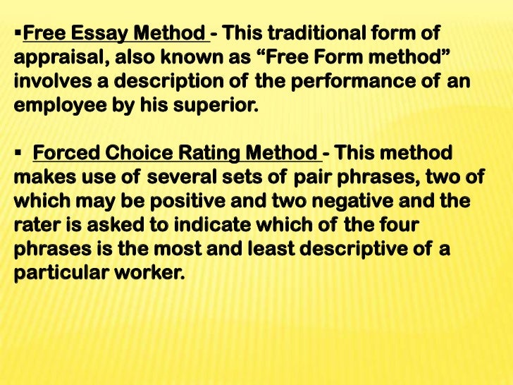 Free essay method performance appraisal