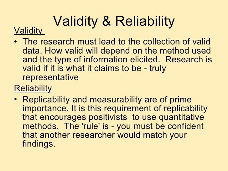 validity and reliability in mixed methods research