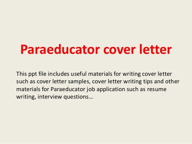 paraeducator cover letter