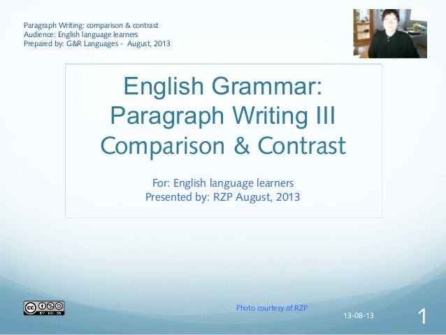 Compare and Contrast Paragraph Frame