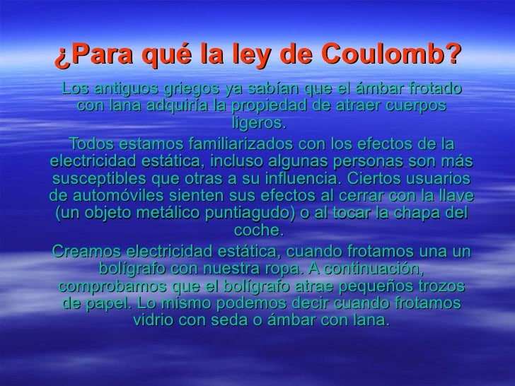 Para Qué La Ley De Coulomb Para Qué La Ley De Coulomb