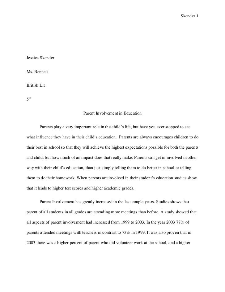 Essay on parent involvement in education