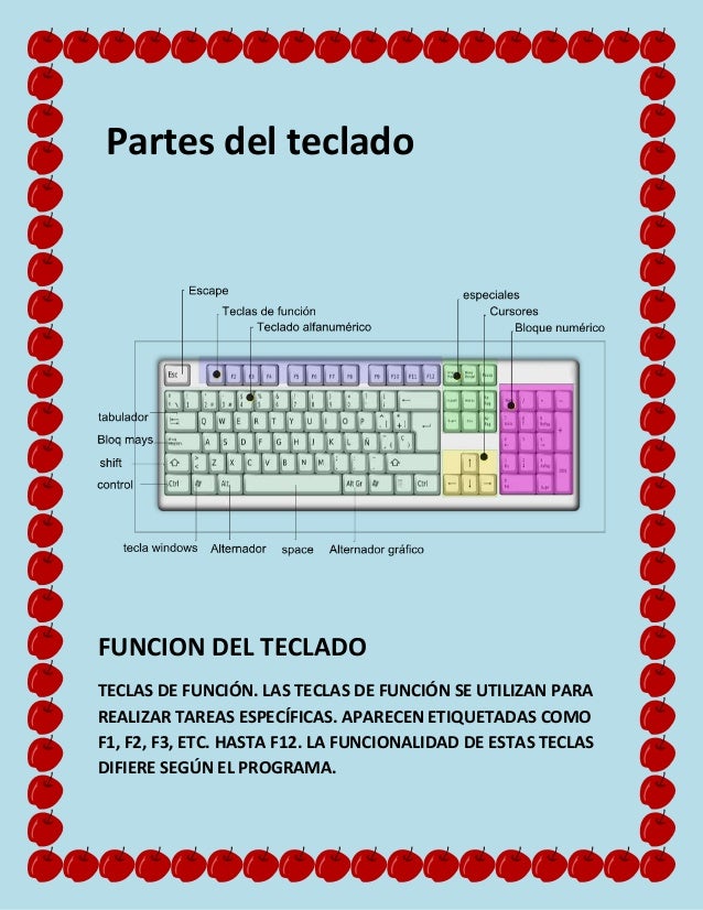 EL TECLADO Y SUS PARTES el teclado y sus partes: