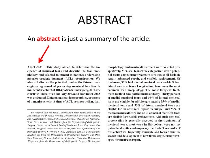 Parts of an abstract in a research paper