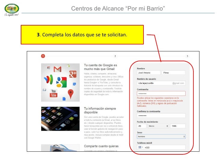 Centros de Alcance “Por mi Barrio”3. Completa los datos que se te solicitan.