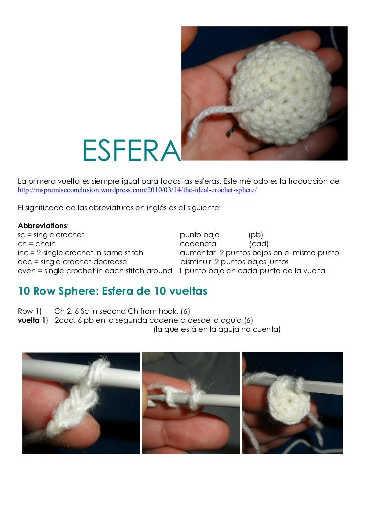 Patron esfera amigurumi. Espanol