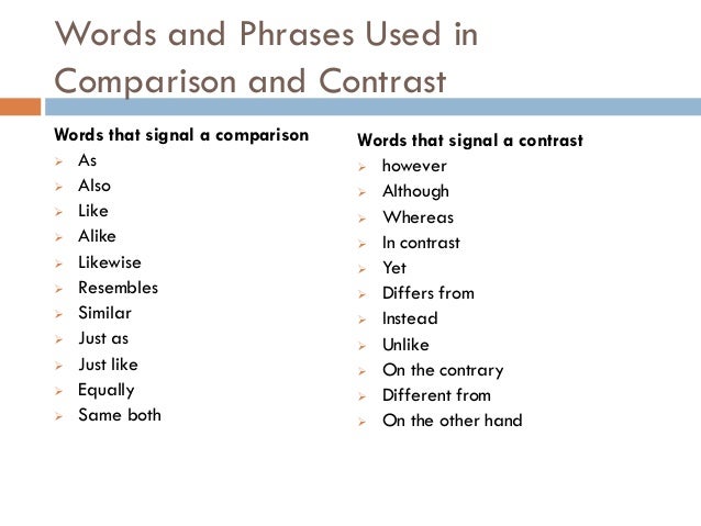 Comparative essay words