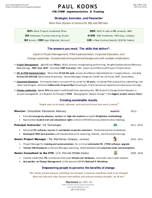 paul koons 2 pg itil resume 20141027 paul koons 2 pg itil resume 20141027