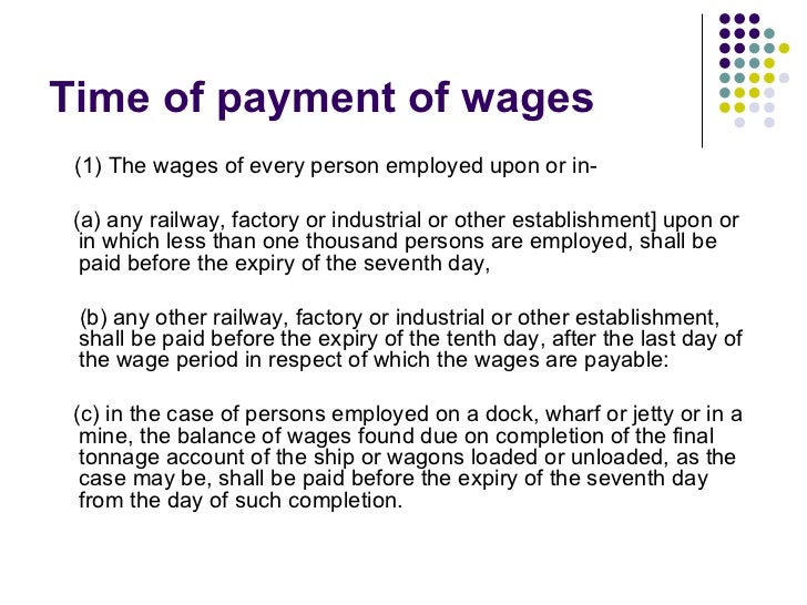 Payment of wages act 1936