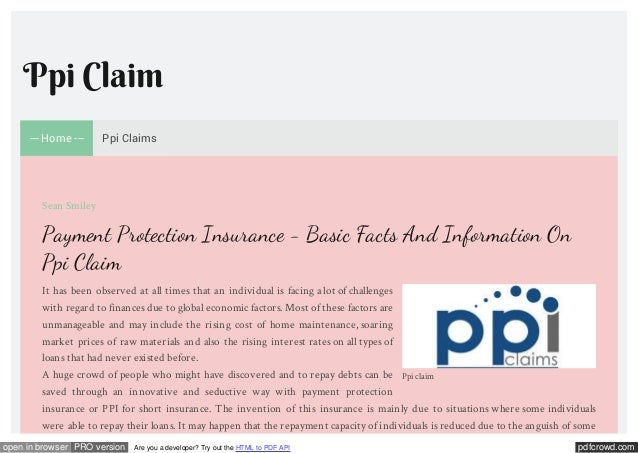 Payment protection insurance basic facts and information