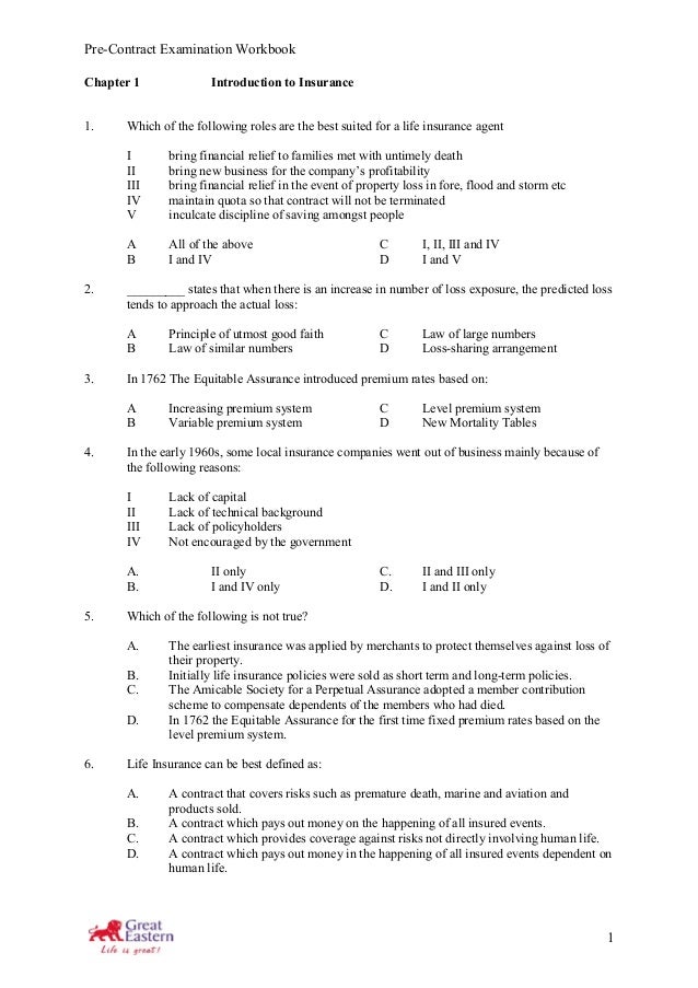 Life Insurance Exam Questions Pdf