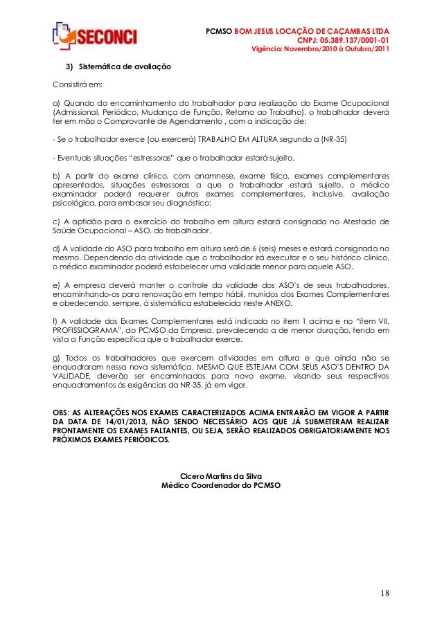 Exames pcmso
