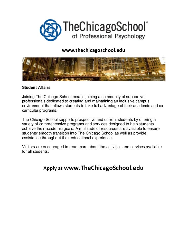 Student Affairs At The Chicago School of Professional Psychology Student Affairs At The Chicago School of Professional Psychology
