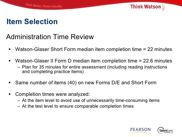 watson-glaser ii critical thinking appraisal form e Competencies • knowledge • skills • abilities • personality appraisal—short form watson-glaser critical thinking appraisal—short form. watson-glaser ii critical thinking appraisal form e Competencies • knowledge • skills • abilities • personality appraisal—short form watson-glaser critical thinking appraisal—short form.