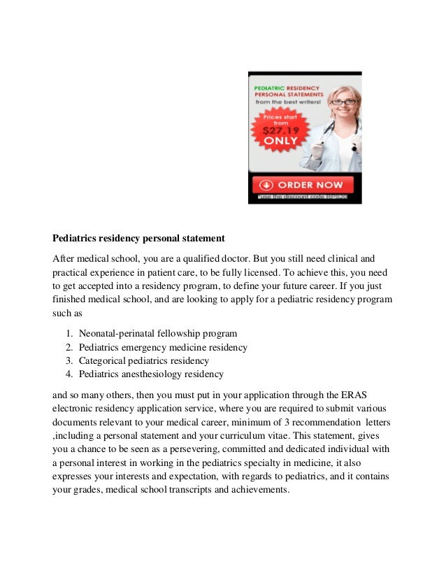 Personal statement residency program