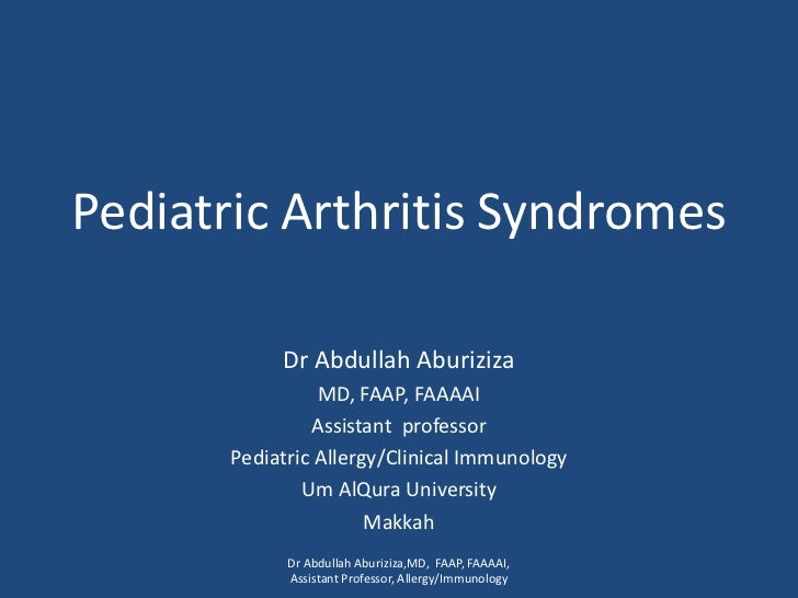 Pediatric Arthritis Syndromes