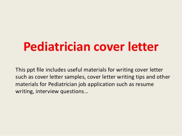Cover letter pediatrician position