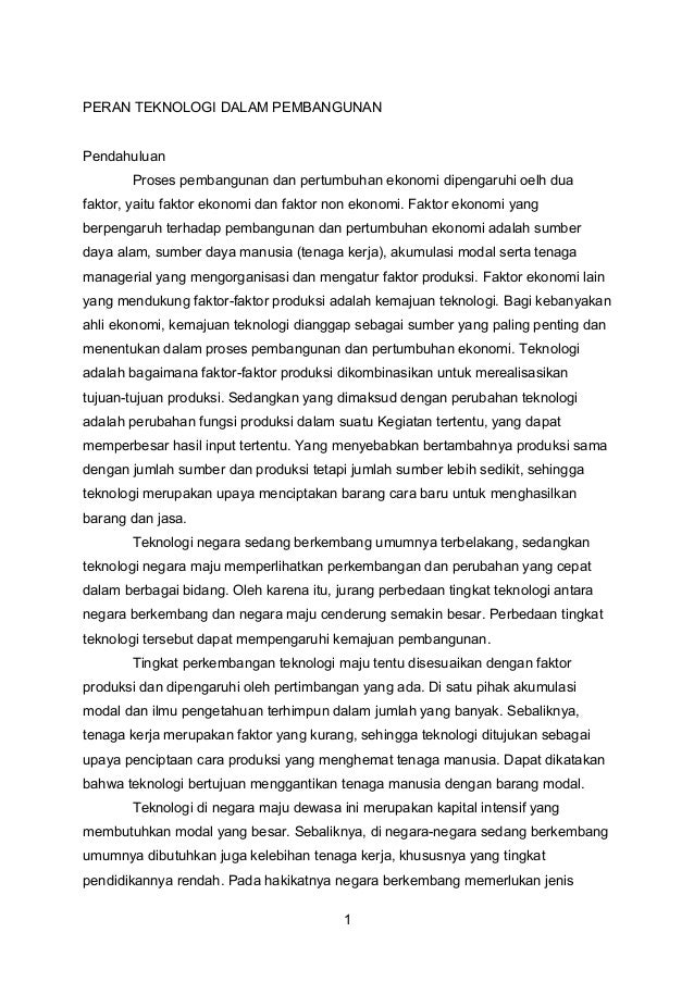 peran teknologi dan pembangunan peran teknologi dan pembangunan