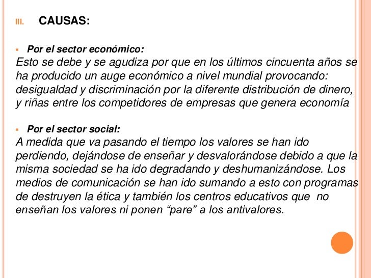Perdida de valores