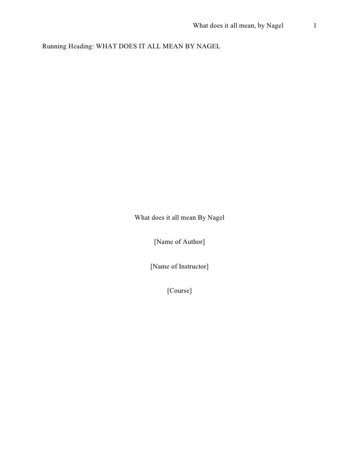 Short Essay Format Example