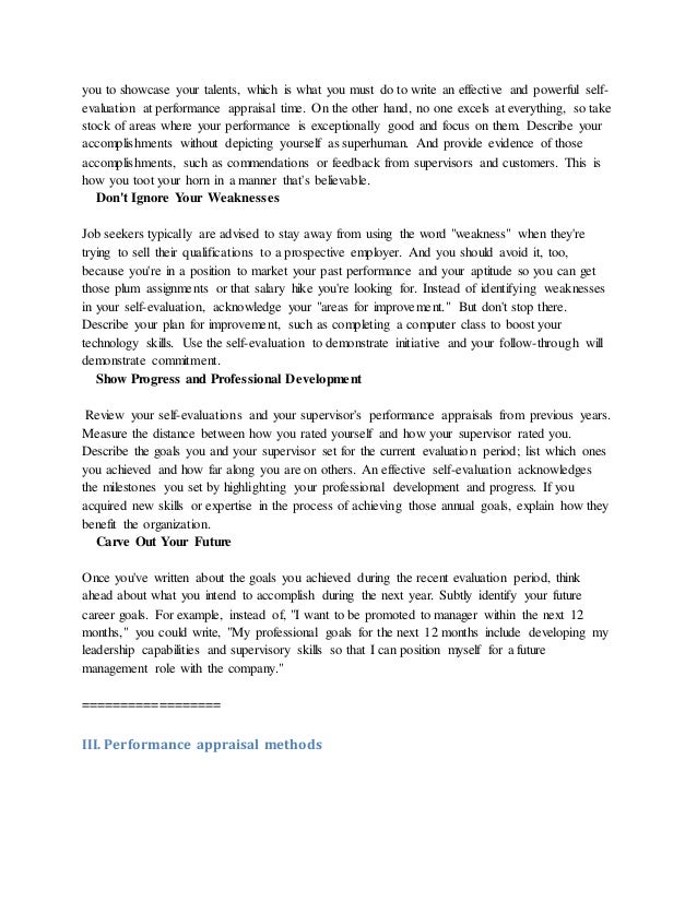 Do write my performance evaluation