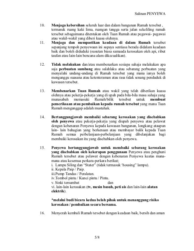 Salinan PENYEWA10. Menjaga kebersihan seluruh luar dan dalam bangunan Rumah tersebut , termasuk ruang kaki lima, ru...