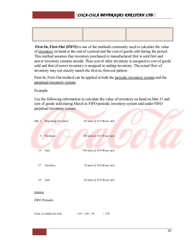 Perpetual inventory system in coca cola