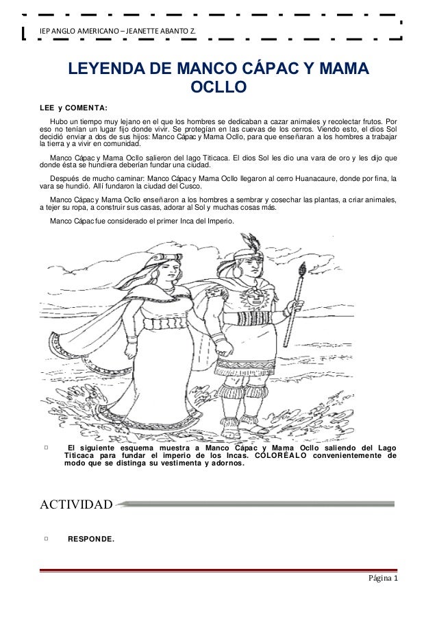 Leyenda de manco capac y mamá ocllo para colorear - Imagui Leyenda de manco capac y mamá ocllo para colorear - Imagui