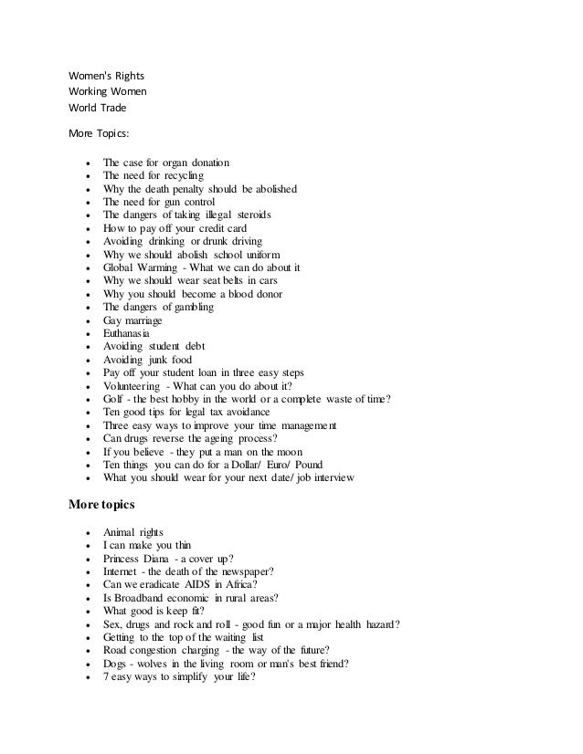 topics on persuasive essays