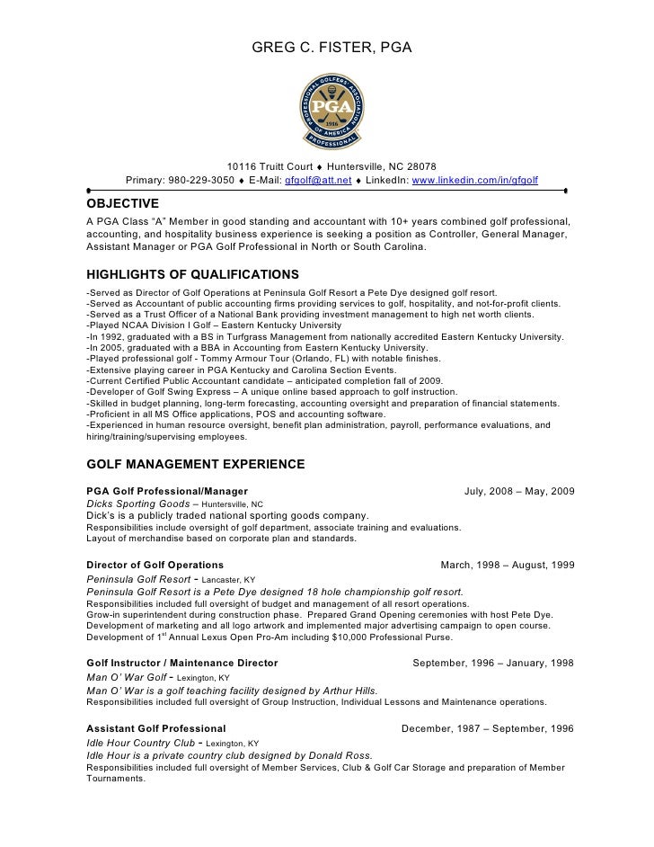 Assistant golf professional cover letter