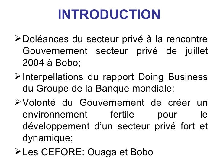 Rencontre gouvernement secteur prive burkina faso