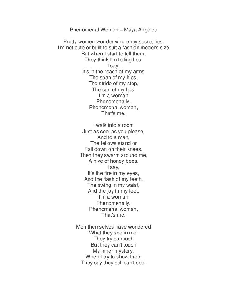 Phenomenal Woman Poem 96