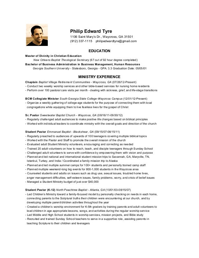 minister resume