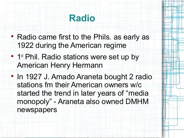 the history of philippine media Provides an overview of philippines, including key events and facts accessibility powerful commercial interests control or influence much of the media. the history of philippine media Provides an overview of philippines, including key events and facts accessibility powerful commercial interests control or influence much of the media.