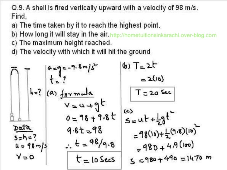 Physics Numerical Problem, Metric Physics, Kinematic Problems Karachi…