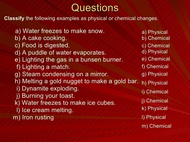 Physical and chemical changes